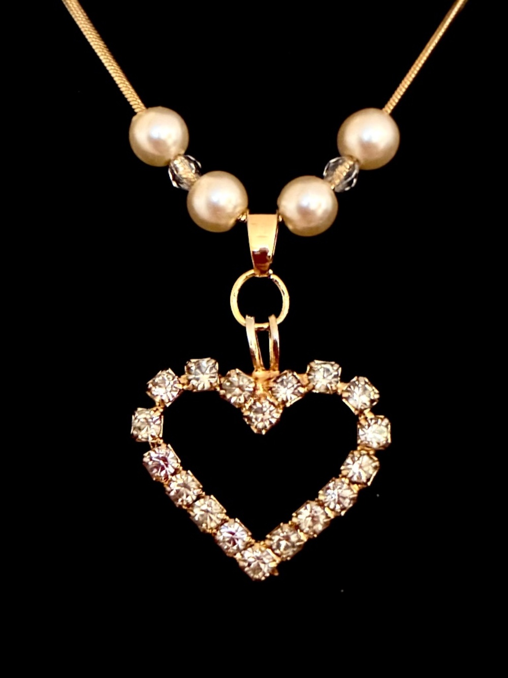 Dainty Rhinestone Heart Pendant Necklace